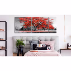 Tableau Autumn in the Park (5 Parts) Narrow Red - PD10083-225-90