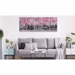 Tableau Fleurs Magnolia Park (5 Parts) Narrow Pink - PD11289-225-90
