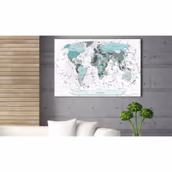 Tableau Cartes du monde Cerulean Border - PD11726-120-80