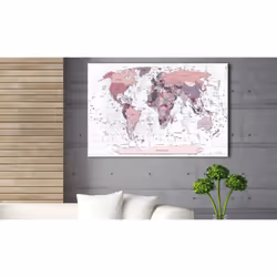 Tableau Cartes du monde Pink Frontiers - PD11727-120-80