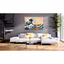 Tableau Tableau stylisé The Great Wave off Kanagawa (Reproduction) - PD12019-120-80