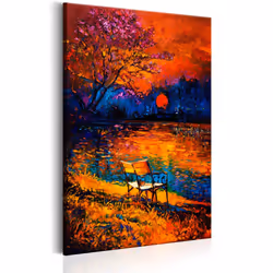 Planete Discount PD10114-80-120, Levers et couchers de soleil, Bleu, Orange, Rouge, Jaune, Panneaux MDF, 800 mm, 20 mm, 1200  ...