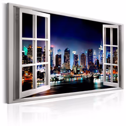 Planete Discount PD12196-90-60, New York, Noir, Bleu, Gris, Orange, Blanc, Jaune, Panneaux MDF, 900 mm, 20 mm, 600 mm