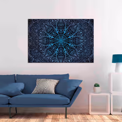 Tableau Zen Oriental Flowers (1 Part) Narrow Blue - PD12615-120-80
