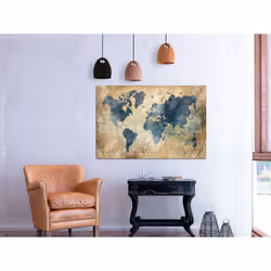 Tableau Cartes du monde Retro Map (1 Part) Wide - PD11738-120-80
