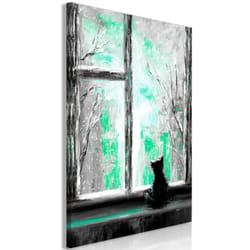 Tableau Longing Kitty 1 Pièce Vertical Green - PD8419-80-120