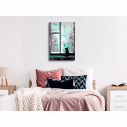 Tableau Longing Kitty 1 Pièce Vertical Green - PD8419-80-120