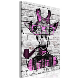 Tableau Giraffe with Pipe 1 Pièce Vertical Pink - PD8428-80-120