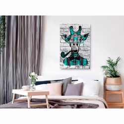 Tableau Giraffe with Pipe 1 Pièce Vertical Green - PD8429-80-120