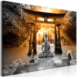Tableau Zen Buddha Smile (1 Part) Wide Orange - PD12623-120-80