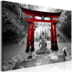 Tableau Zen Buddha Smile (1 Part) Wide Red - PD12624-120-80