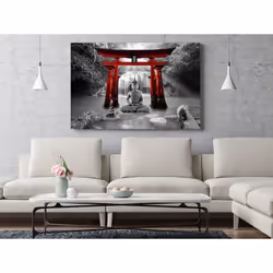 Tableau Zen Buddha Smile (1 Part) Wide Red - PD12624-120-80