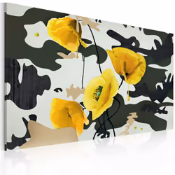 Planete Discount PD11328-60-40, Coquelicots, Noir, Blanc, Jaune, Panneaux MDF, 600 mm, 20 mm, 400 mm