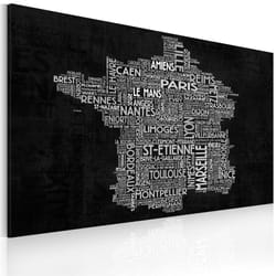 Tableau Cartes du monde Text map of France on the black background - PD11751-120-80