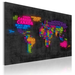 Tableau Cartes du monde Carte du monde en italien - PD11770-120-80