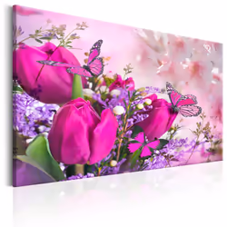 Planete Discount PD11342-120-80, Tulipes, Vert, Rose, Violet, Panneaux MDF, 1200 mm, 20 mm, 800 mm