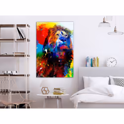 Tableau Lion and Watercolours 1 Pièce Vertical - PD8447-80-120