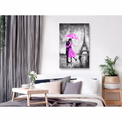 Tableau Villes Paris Fog (1 Part) Vertical Pink - PD12230-80-120