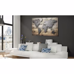 Tableau Cartes du monde Silver World - PD11782-120-80