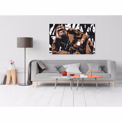Tableau Pop Art Monkey 1 Pièce Narrow Brown - PD8487-120-80
