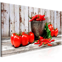 Tableau Nature morte Red Vegetables (1 Part) Wood Narrow - PD11862-150-50