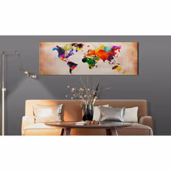 Tableau Cartes du monde World Map: Colourful Ramble - PD11790-150-50