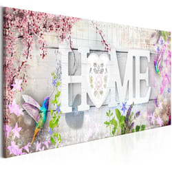 Tableau Fleurs Home and Hummingbirds (1 Part) Pink Narrow - PD11378-150-50