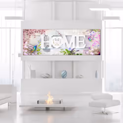 Tableau Fleurs Home and Hummingbirds (1 Part) Pink Narrow - PD11378-150-50