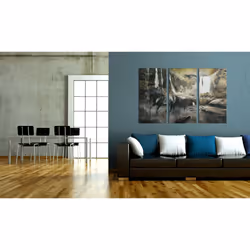 Tableau Cheval noir et cascade rocheuse - PD8514-120-80