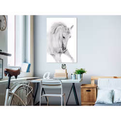 Tableau White Horse 1 Pièce Vertical - PD8533-80-120