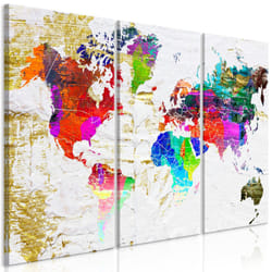 Tableau Cartes du monde Golden Front (3 Parts) - PD11798-120-80