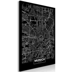 Tableau Cartes du monde Dark Map of Munich (1 Part) Vertical - PD11805-80-120