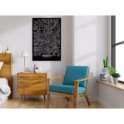 Tableau Cartes du monde Dark Map of Munich (1 Part) Vertical - PD11805-80-120