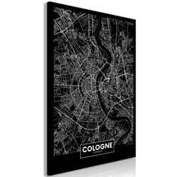 Tableau Cartes du monde Dark Map of Cologne (1 Part) Vertical - PD11807-80-120