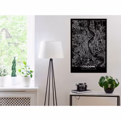 Tableau Cartes du monde Dark Map of Cologne (1 Part) Vertical - PD11807-80-120