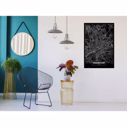 Tableau Cartes du monde Dark Map of Frankfurt (1 Part) Vertical - PD11809-80-120