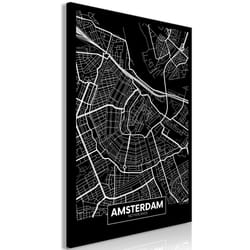 Tableau Cartes du monde Dark Map of Amsterdam (1 Part) Vertical - PD11810-80-120