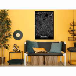 Tableau Cartes du monde Dark Map of Brussels (1 Part) Vertical - PD11811-80-120
