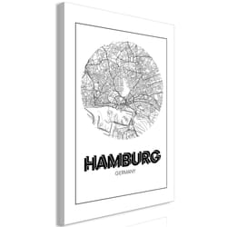 Tableau Cartes du monde Retro Hamburg (1 Part) Vertical - PD11815-80-120