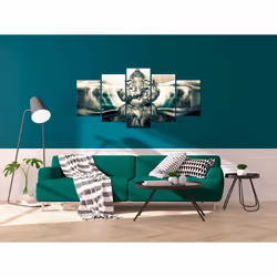 Tableau Zen Buddha Style (5 Parts) Green Wide - PD12675-200-100