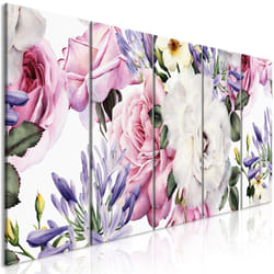 Tableau Fleurs Rose Composition (5 Parts) Narrow Colourful - PD11416-225-90