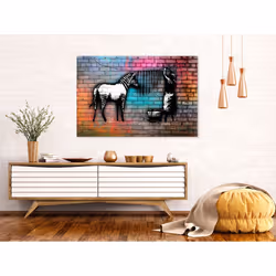 Tableau Washing Zebra - Colourful Brick 1 Pièce Wide - PD8554-120-80