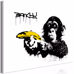 Planete Discount PD8557-120-80, Banksy, Noir, Blanc, Jaune, Panneaux MDF, 1200 mm, 20 mm, 800 mm