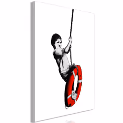 Planete Discount PD8565-80-120, Banksy, Noir, Rouge, Blanc, Panneaux MDF, 800 mm, 20 mm, 1200 mm