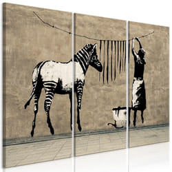 Tableau Banksy Washing Zebra on Concrete 3 Pièces - PD8586-120-80