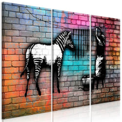 Tableau Washing Zebra - Colourful Brick 3 Pièces - PD8587-120-80