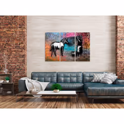 Tableau Washing Zebra - Colourful Brick 3 Pièces - PD8587-120-80
