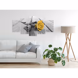 Tableau Fleurs Rose on Wood (5 Parts) Wide Yellow - PD11421-200-100