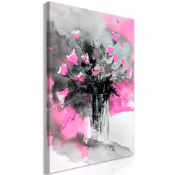 Planete Discount PD11424-80-120, Fleurs variées, Gris, Rose, Panneaux MDF, 800 mm, 20 mm, 1200 mm