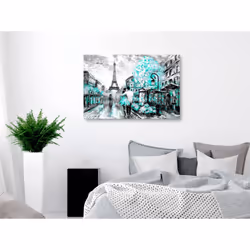 Tableau Villes Colourful Rendez-Vous (1 Part) Wide Turquoise - PD12290-120-80